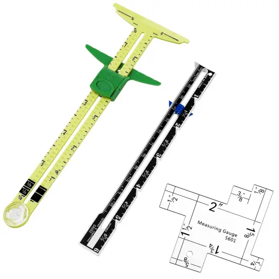 3 Pieces Seam Gauges for Sewing Fabric Hem Ruler T Shape Sewing Rulers 5 in 1 Sliding Gauge Sewing Tool for Knitting Crafting Sewing Beginner Supplies, 3 Styles {2}