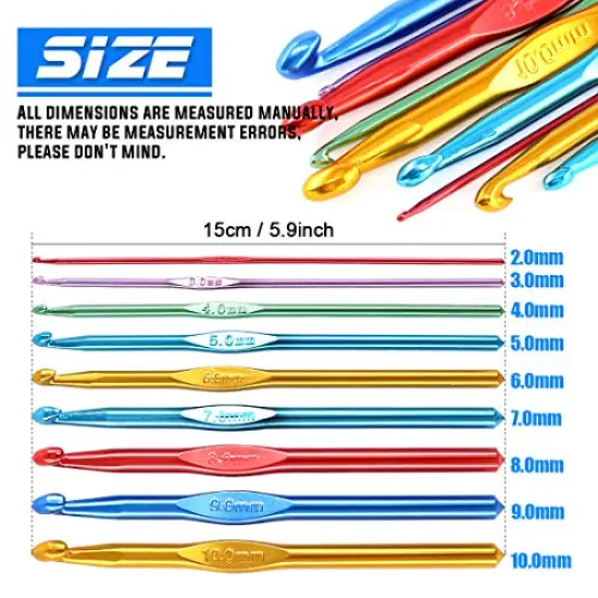 24 Pieces Crochet Hooks Set, 15Pcs 3 to 25 mm Wooden Bamboo Crochet Needle Knitting Hooks with 9Pcs 2 to 10 mm Aluminum 2-10 mm Handle Crochet Hooks for Sweater Hat Scarve Glove Knitted Weaving {5}