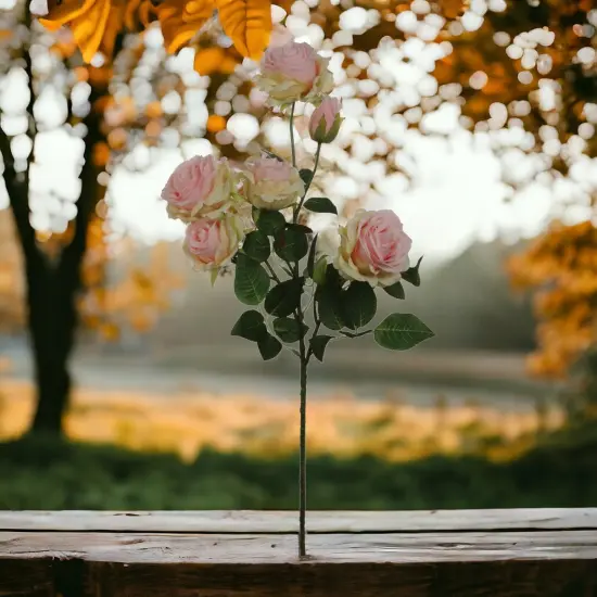 Pink & Green Rose Spray: Set of 12, 27-Inch, Silk Roses by Floral Home&reg; {4}