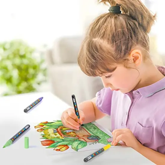 18 Colors Acrylic Paint Pens, Paint Markers for Rock Painting Wood Canvas Fabric Glass Ceramic Easter Eggs Pumpkin (0.7mm) {6}