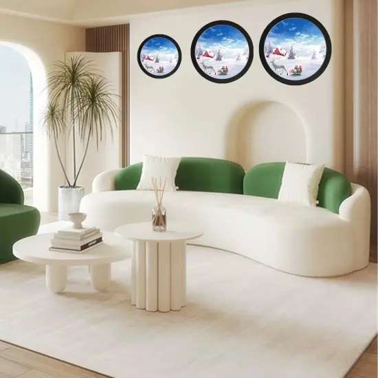 alblinsy Round Photo Frame Wooden Wall Hanging Picture Frames for Home Office Wall Decor (Black, 6 inch) {5}