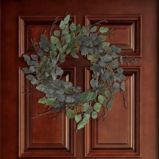 24" Seeded Eucalyptus Wreath - Handcrafted Lifelike Decor for Front Door, Wall, Mantel & Tabletop - Elegant Floral Accent for Home - Floral Home by Artificial Flowers {1}