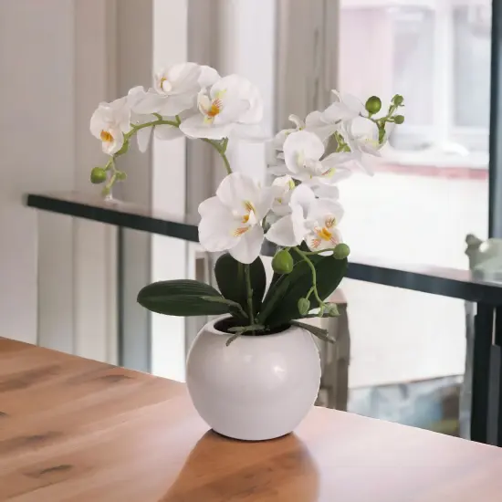 Phalaenopsis Orchid Arrangement: 13-Inch Silk Floral D&eacute;cor in Pot by Floral Home Artificial Flowers {3}