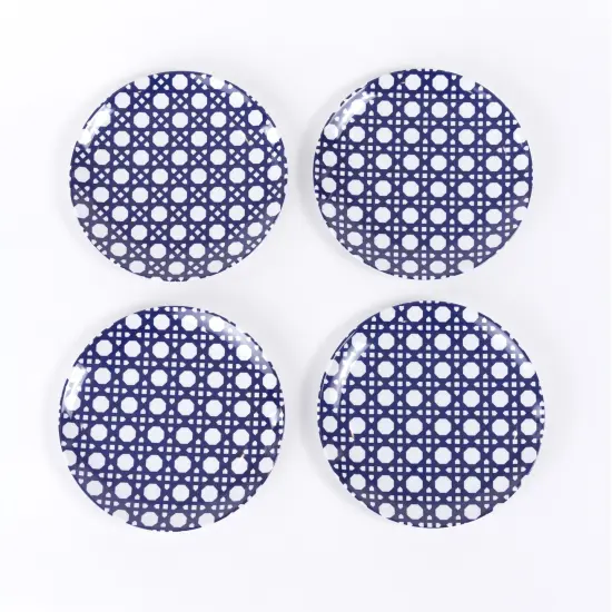 Blue Geo Melamine Appetizer Plate Set of 4 | 6" Dish Set {2}