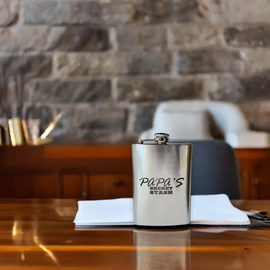 8oz Papa's Secret Stash Stainless Steel Flask {3}