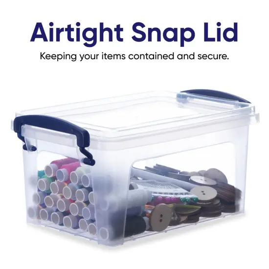 Clear Plastic Storage Bin with Lid, 1.75 Qt, Non-Toxic, BPA Free, Odor Free, Organizer Storage Box, Stackable Plastic Tote for Home, Garage, School, and Office, X-Small {4}