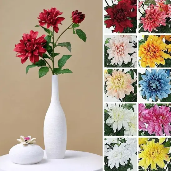 2 pcs 30-Inch Dahlia Spray Stems Silk Artificial Flowers Blush {2}