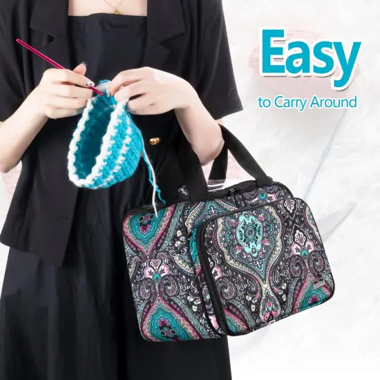 Small Yarn Storage Bag with 2 Grommets, Portable Knitting Tote for Knitting Kit & Crochet Accessories, Yarn Project Organizer for Knitting Supplies Set for Adults, Totem (Bag Only) {5}