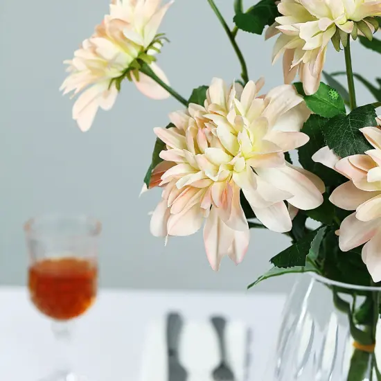 2 pcs 30-Inch Dahlia Spray Stems Silk Artificial Flowers Rose gold {1}