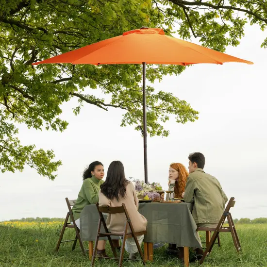 Northlight 7.5' Outdoor Patio Market Umbrella with Hand Crank and Tilt Mechanism - Orange {5}