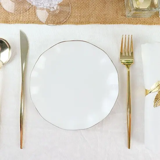 9" Round Disposable Salad Dinner Plastic Plates Gold Wavy Trim Dusty rose {3}