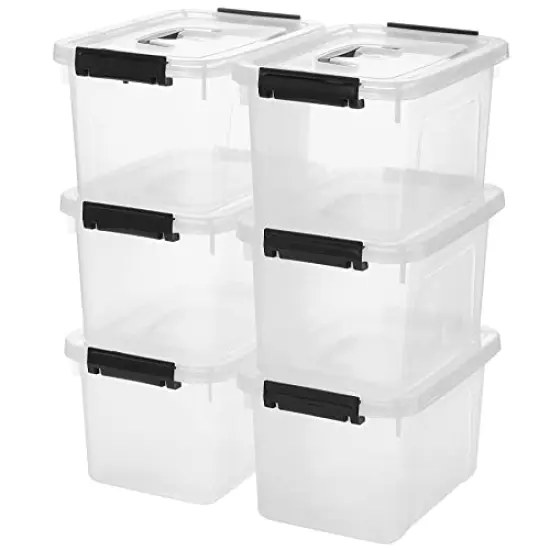 JUJIAJIA 6 Quart Clear Storage Latch Box/Bins, 6-Pack Plastic Container with Latches and Lid {1}