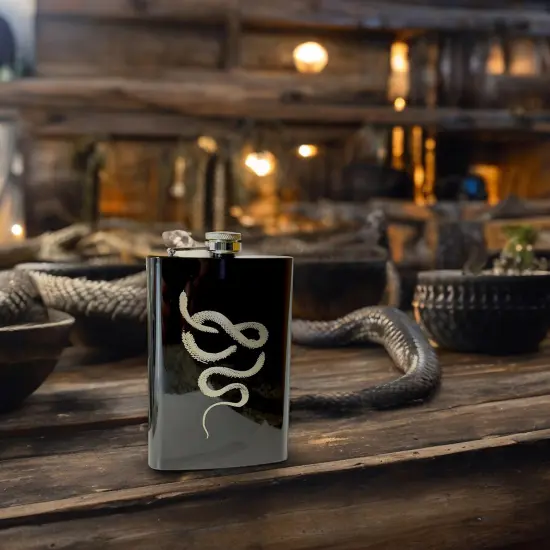 8oz Snake Coil Black Flask {5}