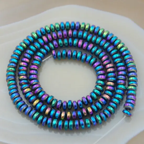 2x3mm Hematite Gemstone Rondelle Spacer Beads Metallic multi-color {1}