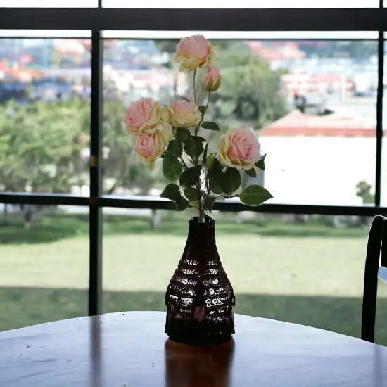 Pink & Green Rose Spray: Set of 12, 27-Inch, Silk Roses by Floral Home&reg; {3}