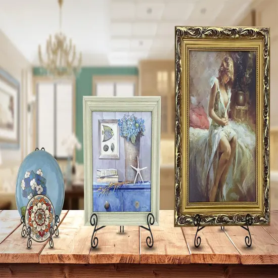 HEMYLU Plate Stand, 6 Inch Metal Plate Stands for Display 1 Pack, Black Iron Easel Stand Decorative Plate Holder for Picture Frame Photo Collectibles Book {6}