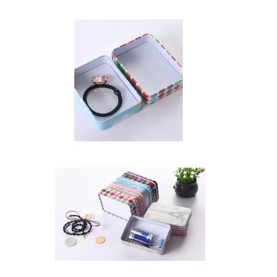 5 Pieces Metal Tins Box Containers 3.54 x 2.56 x 1.1 inch, Mini Portable Small Tins with Lids, Rectangular Case Empty Box for Candies, Pills, Earring,Jewelry Craft, Multi-Purpose Home Kitchen Office {5}