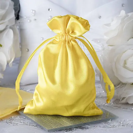 60 pcs 4x6 Satin Favor Drawstring Bags Gold {3}