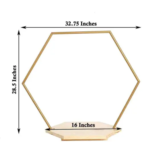 Gold 28 in Geometric Hexagon Wood Metal Arch Cake Display {2}