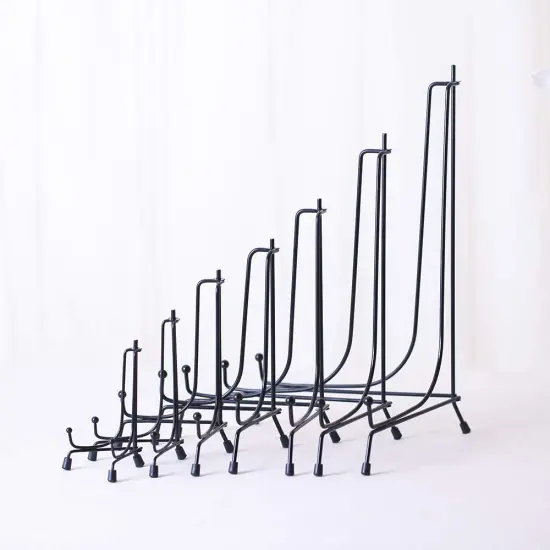 LIONWEI LIONWELI 8inch(4pack) Upgraded Anti-Slip Iron Plate Display Stand Black Easel Display Stand Photo Holder Stand,Displays Picture Frames, Decorative Plates, and Artworks {5}