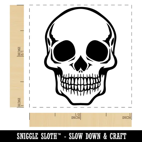 Spooky Human Skull Bone Self-Inking Rubber Stamp Ink Stamper Red {1}
