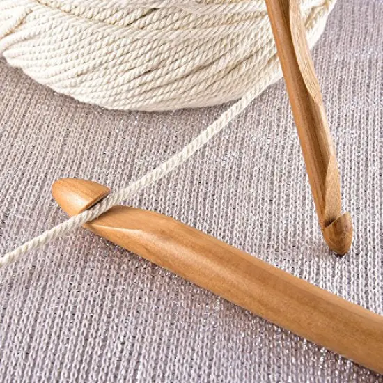 15 Pieces Wooden Bamboo Crochet Hooks Set Handcrafted Knitting Needles Weave Yarn Craft, 3 to 25 mm in Diameters {5}