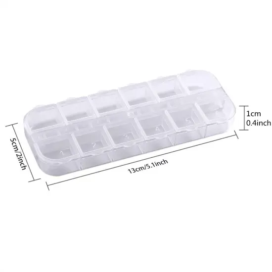 6 Pieces Nail Art Tool Jewelry Storage Box, 12 Compartments Plastic Rhinestone Organizer Container Case, Display Containers {6}