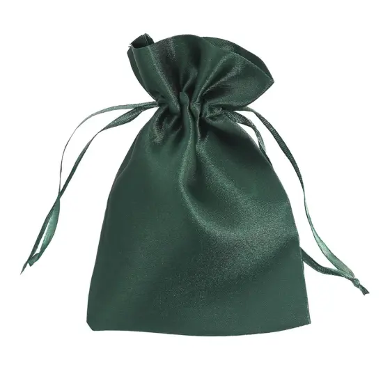 60 pcs 4x6 Satin Favor Drawstring Bags Hunter green {1}