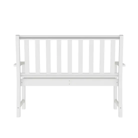 Merrick Lane Cressly All Weather Recycled HDPE Bench for Indoor and Outdoor Use White {4}
