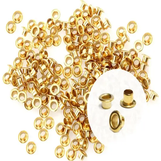200 Pieces 1/8 Inch ID Grommets Eyelets 3MM Hole Self Backing Eyelet for Bead Cores, Clothes, Leather, Canvas (Gold) {1}
