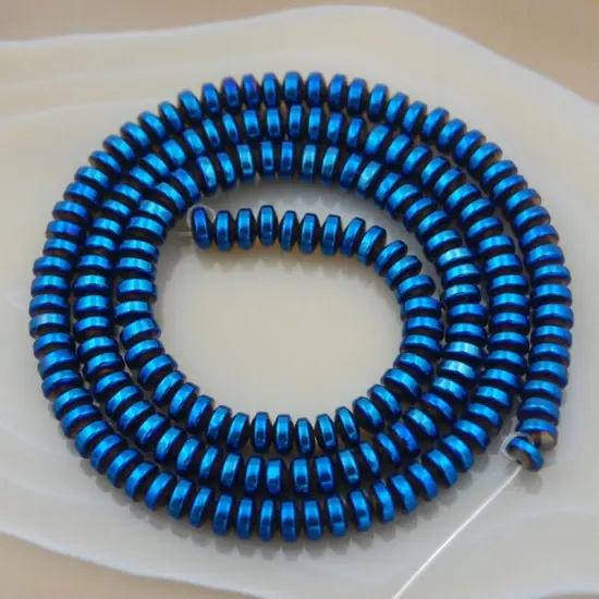 2x3mm Hematite Gemstone Rondelle Spacer Beads Metallic blue {1}