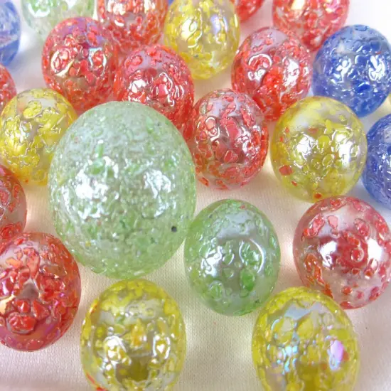 25 Glass Marbles STAR DUST Speckled Glitterbomb red green yellow blue Shooter {3}