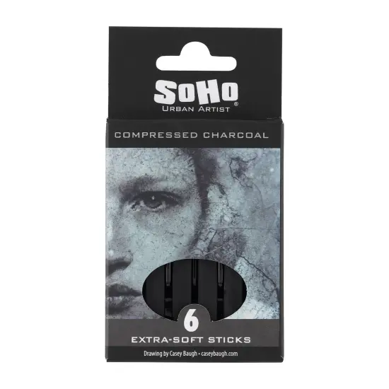 SoHo Urban Artist Compressed Charcoal- Drawing Charcoal for Artists, Students, Blending, Live Figure Drawing, & More! - [Black - 6 Pack] {1}