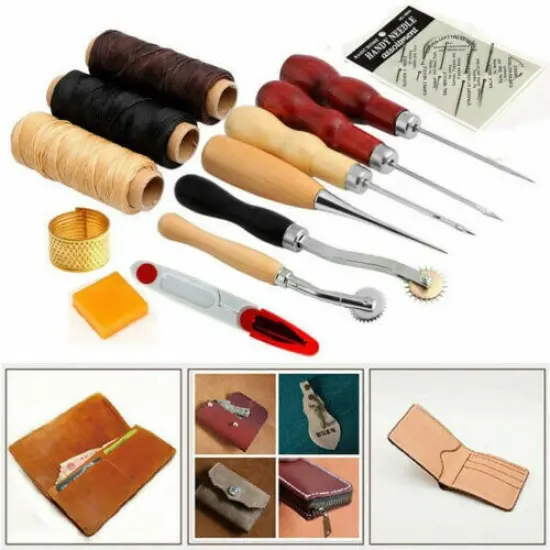 Leather Craft Tool Kit Sewing Punch Carving Stitching Hand Working Tools {4}