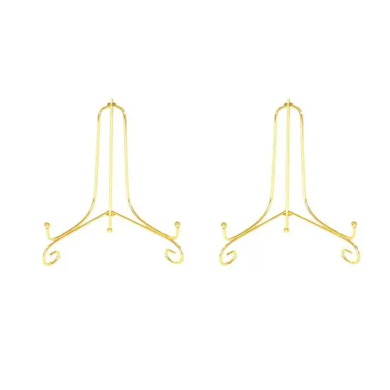 2 Pack 4" Iron Display Stand, Gold Small Iron Easel Plate Display Photo Holder Stand, Displays Card,Cookie, Decorative Plates,Artwork {2}