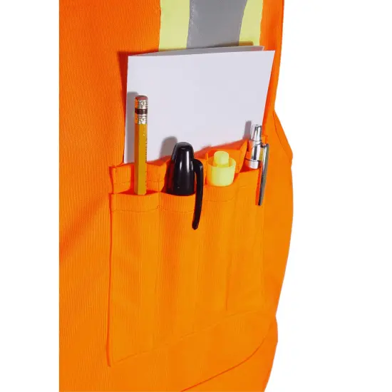 Multi Pocket High Visibility Reflective Safety Vest with Zipper Front 100% Polyester Black {5}