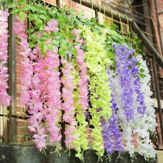 12Pcs Artificial Wisteria Vine Garland Purple {4}