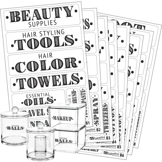 72 Pieces Farmhouse Bathroom Beauty Organization Labels -72 Bathroom & Makeup Organization Preprinted Sticker. Water Resistant, Canister Labels. Jar Decals Bath Storage ( Bathroom) {2}