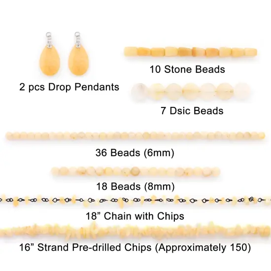 Yellow Jade Natural Gemstone Beads and Pendants Value Pack Collection {3}