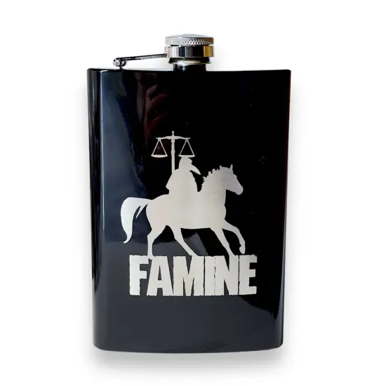 8oz BLACK Famine Four Horsemen of the Apocalypse Flask {1}