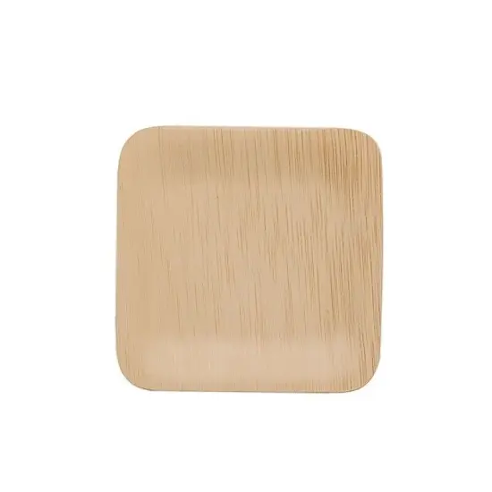 Natural Bamboo 4" x 4" Mini Square Plates {2}