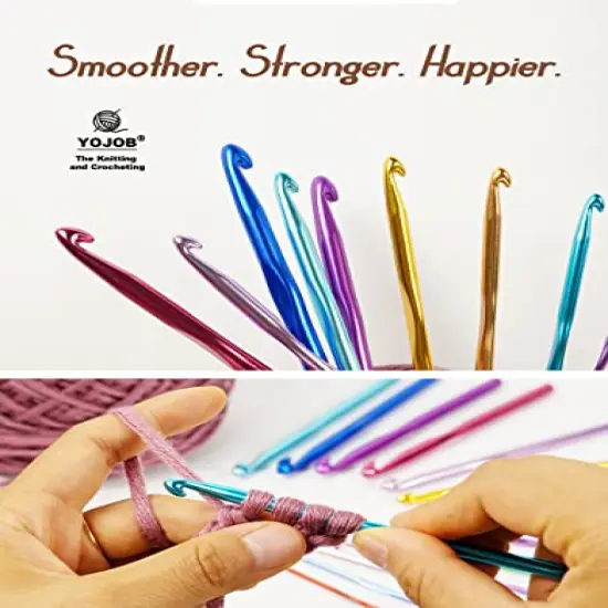 14 Sizes Crochet Hooks Kit, Super Smooth Crochet Hook Needle for Beginners or Advanced (Coffee) {6}