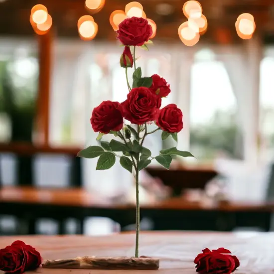 27" Crimson Red Rose Spray - Set of 12, Lifelike Silk Roses, Elegant Floral D&eacute;cor, Perfect for Weddings, Events & Home - Ideal for All Seasons, Floral Home by Artificial Flowers {3}