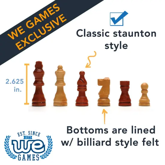 WE Games Folding Wood Travel Chess Set - 11.5 in. Board, 2.6 in. King {4}