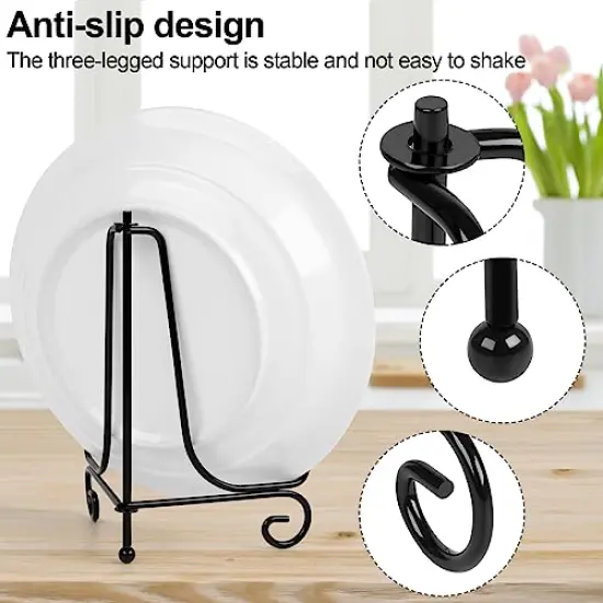 vivinin 4 Pack Plate Stands For Display, Plate Holder 6 Inch, Picture Frame Stand of Metal, Frame Holder Stand and Artworks, Small Easel Stand for Book, Tabletop Art, Picture, Photo and Platter {6}