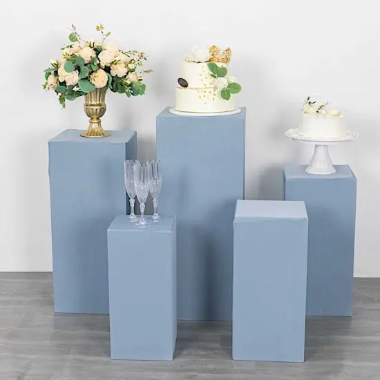 5 Rectangular Pedestal Fitted Spandex Display STAND COVERS Set Black {5}