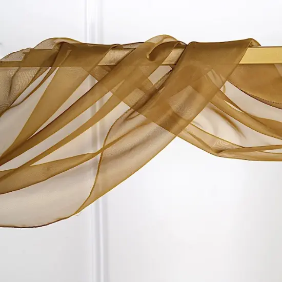 18 feet Sheer Organza CURTAIN Panel BACKDROP Drape Gold {1}
