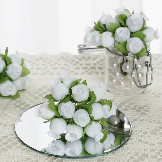 144 pcs Mini ROSE BUDS - CRAFTS DIY White {1}
