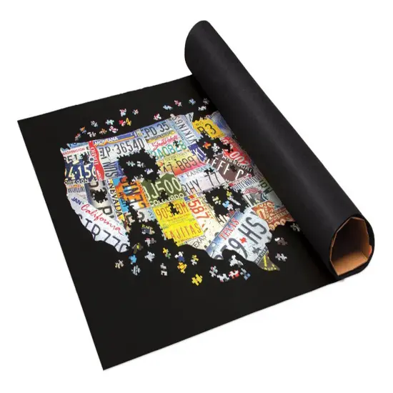 TDC Games Roll Up Jigsaw Puzzle Felt Mat & Folding Cardboard Tube {1}