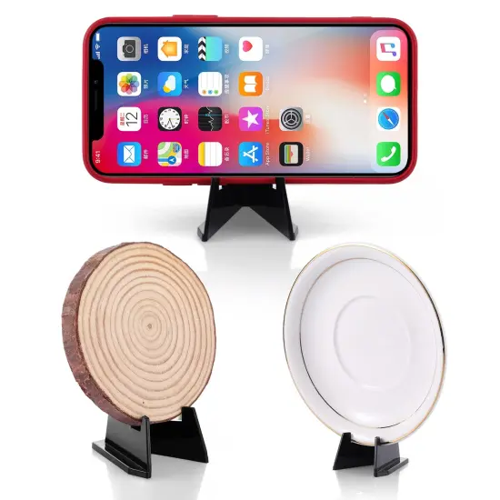 12 Pieces Easel Stands Mini Coin Display Stand 2.17 x 1.65 Inch Easel Holder Card Stand for Display Black Display Stand for Collectibles Plastic Plate Display Holder for Medal Watches Picture {5}